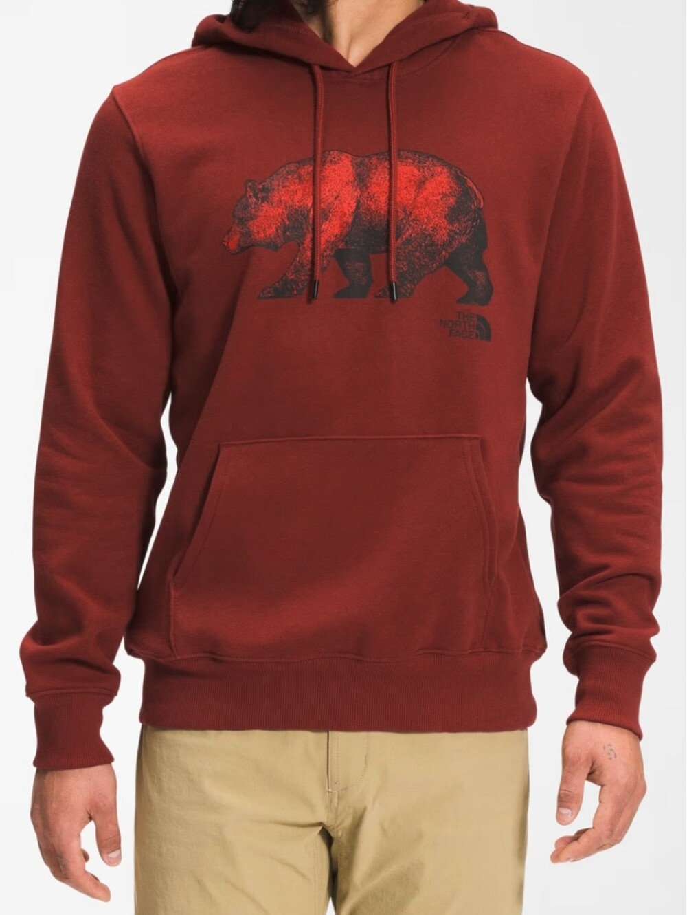 The North Face Mens Burnt Orange Logo Bear Pullover Hoodie Sz L